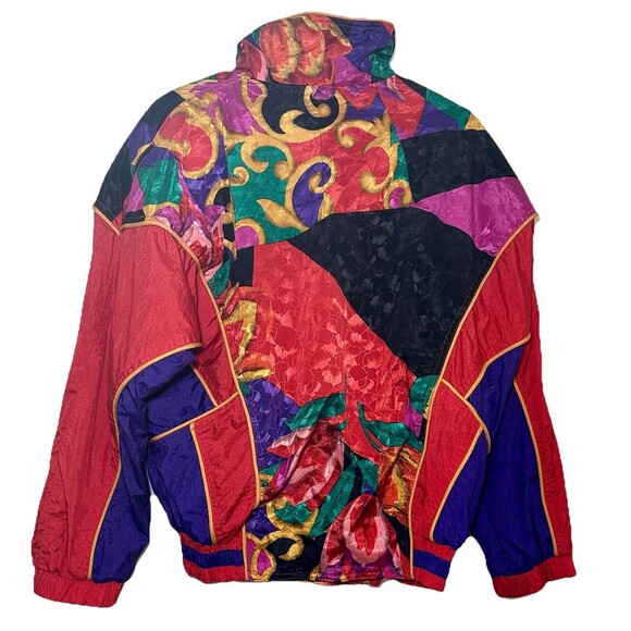 Vintage 90s Colorblock Windbreaker Jacket Abstract Print Zip Small Baroque - Picture 2 of 6